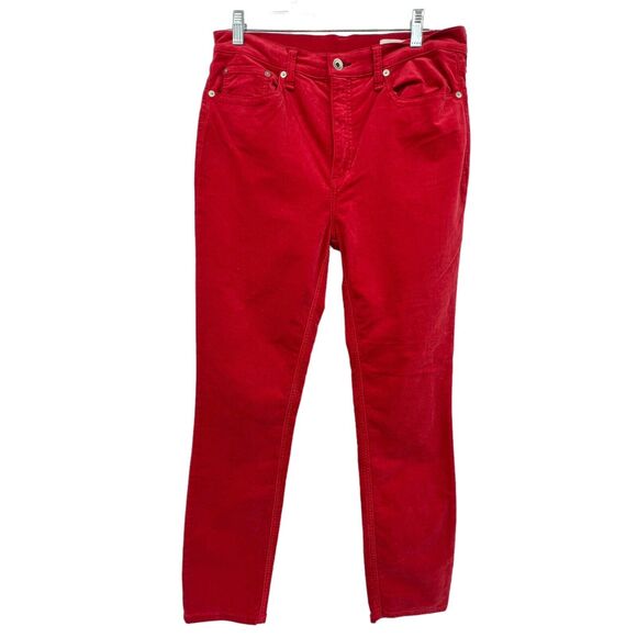 Sandro Paris Red Low Rise Corduroy Skinny Pants Zip Leg sz 4 - Picture 1 of 7